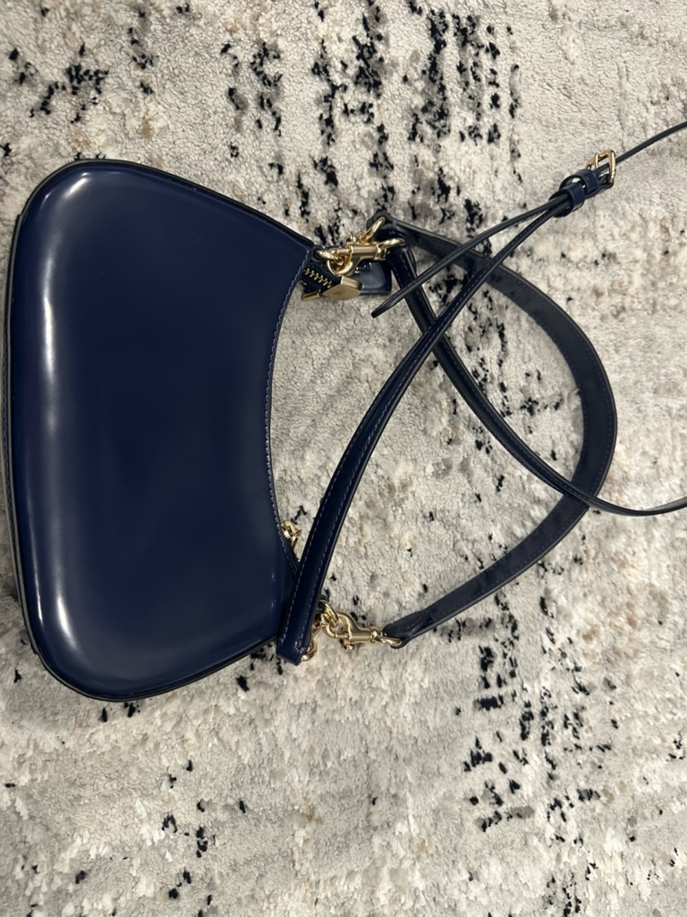 Coach Navy Patent Leather Mini Hobo Crossbody with Gold Hardware - Picture 2 of 5